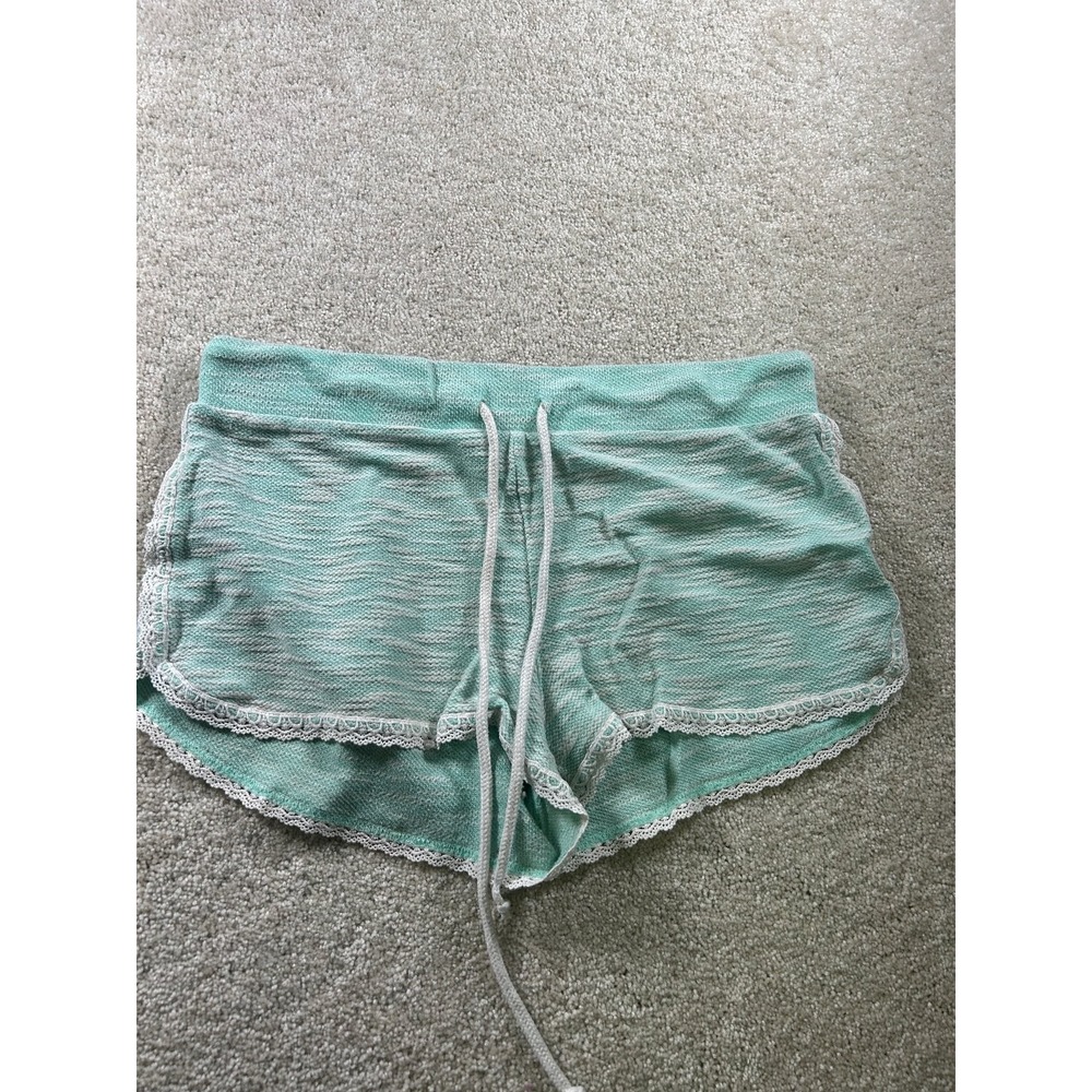 No Boundaries Women's Mint Green Shorts Large Lace Trim‎ Drawstring